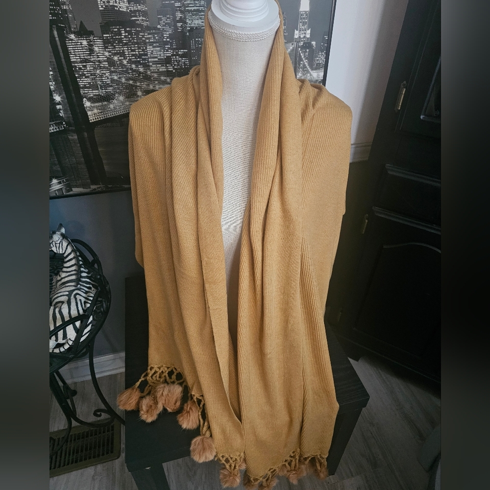 Scarf Wrap With Pom Poms